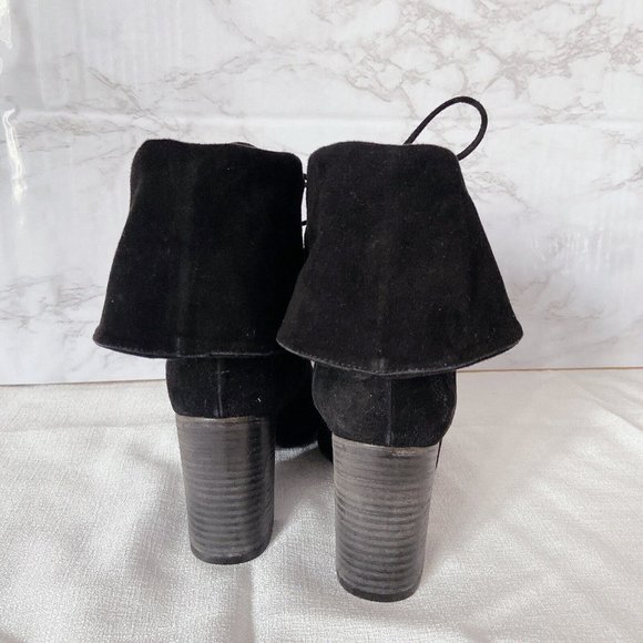 Free People Mila Women's Ankle Boots Heels Black Suede Fold Over EU 39 US 9 - Picture 8 of 11